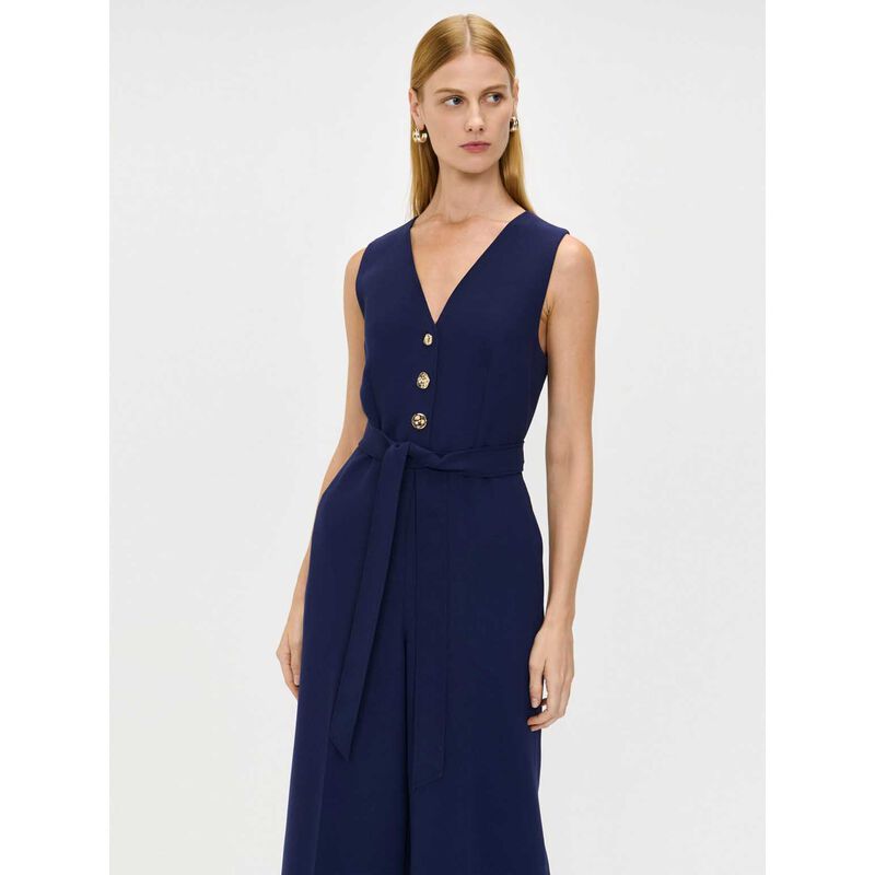 Veronika Maine Double Weave Button Front Jumpsuit image number 3